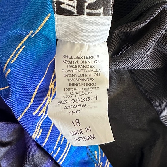 Longitude Blue and Black One-Piece Swimsuit with Gold Accents - Picture 5 of 6